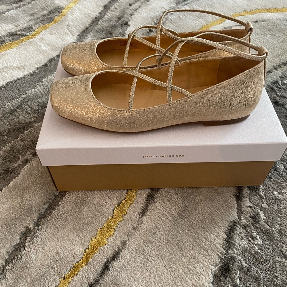 NWT Jessica Simpson Palle Gold Mary Jane Ballet Flats - Picture 11 of 11